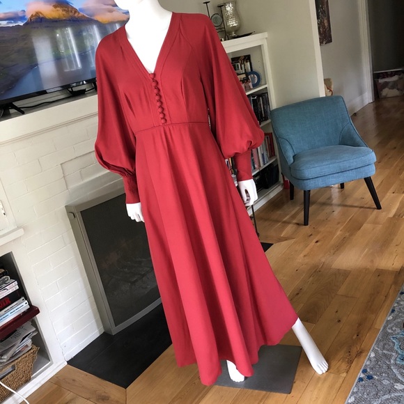 Zimmermann Dresses & Skirts - Zimmermann Maroon Balloon Sleeve Maxi Dress